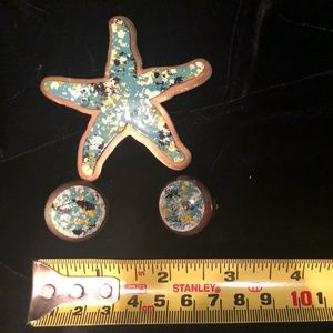 VINTAGE STARFISH BROOCH AND EARRINGS SET